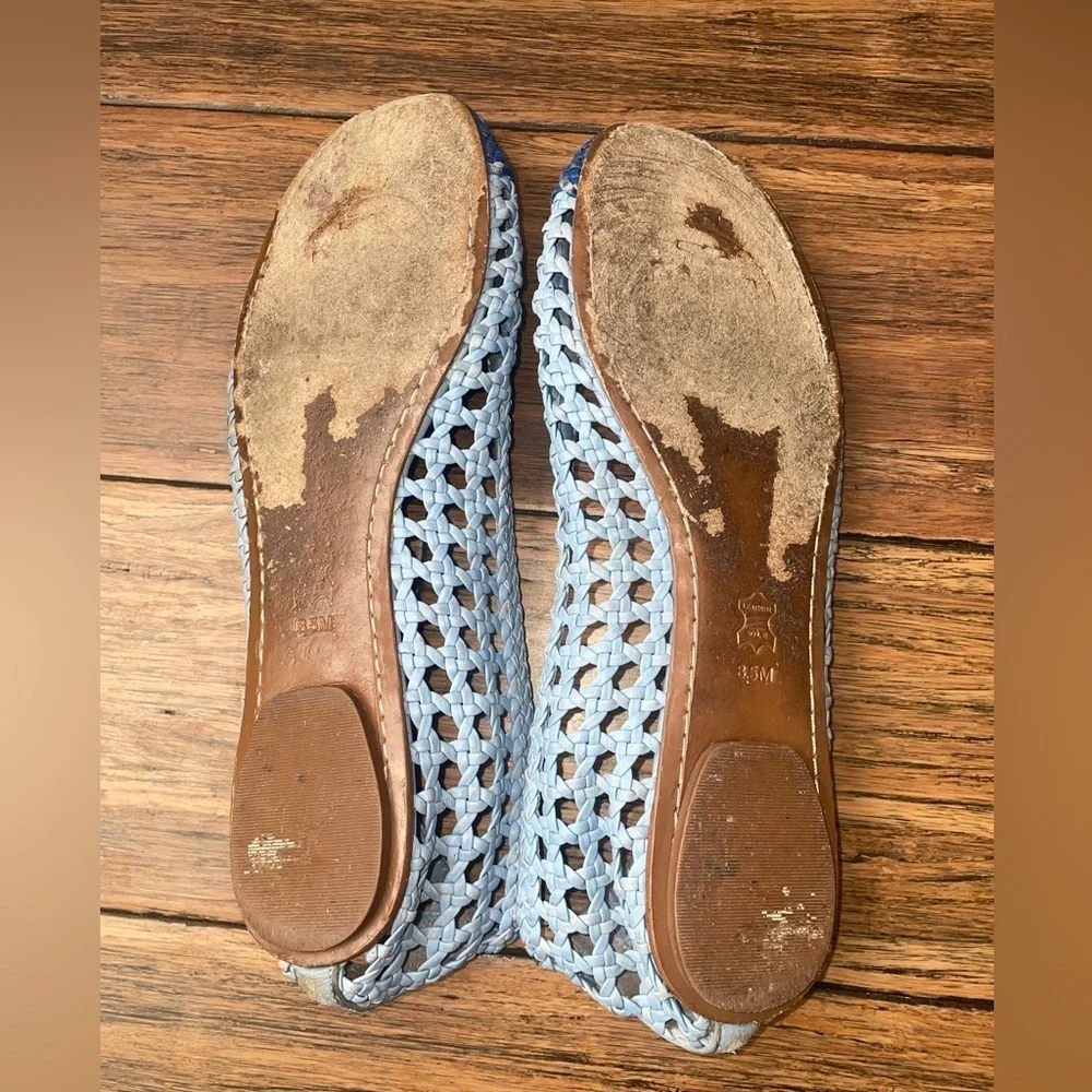 Tory Burch flats Blue flats woven flats leather flats cap toe flats spring